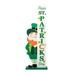36 In. H St. Patrick's Wooden Leprechaun HAPPY ST.PATRICK'S DAY Porch Decor -The Home Depot Shop glitzhome seasonal decorations 2032700008 c3 1000