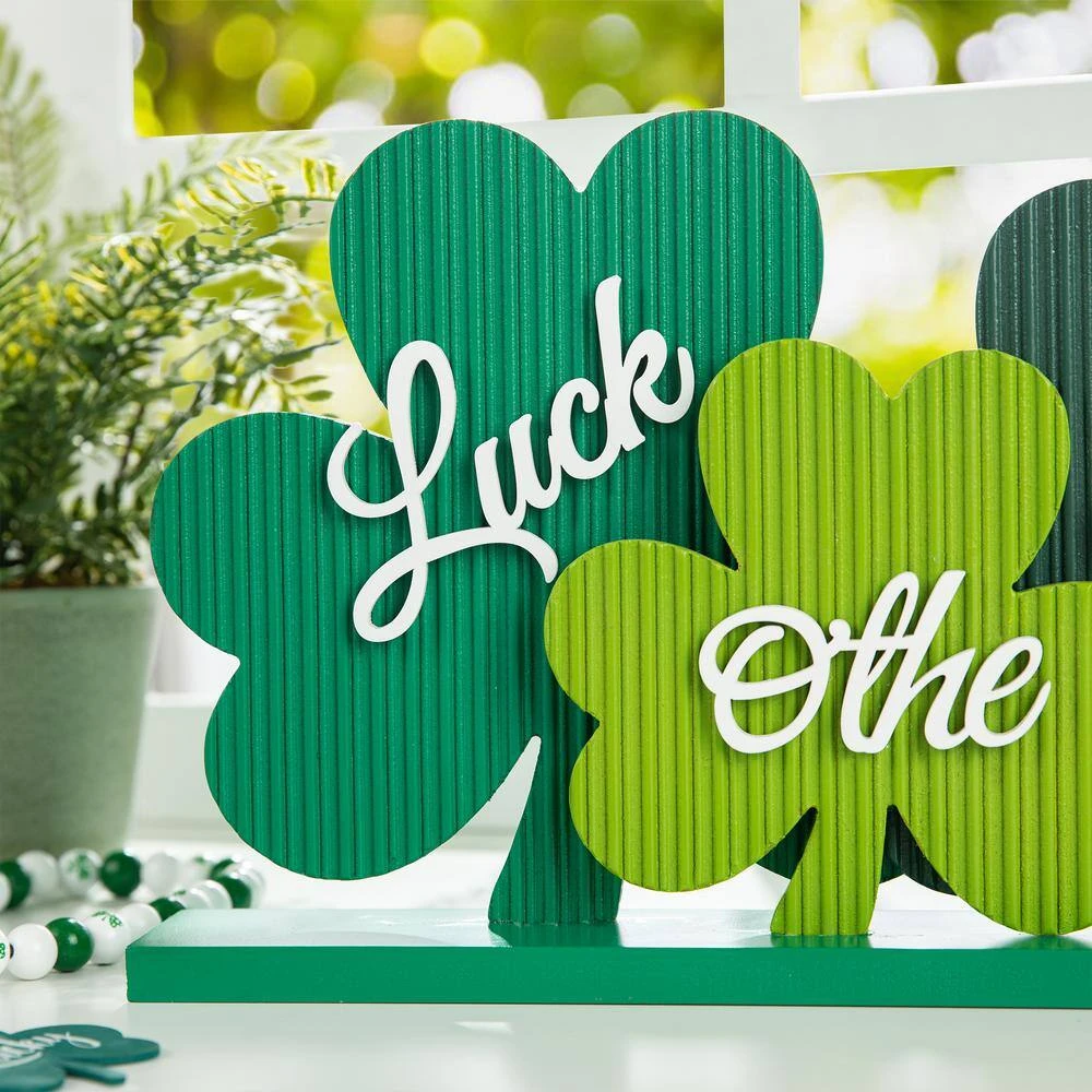 9.5 In. H St.Patrick's Wooden Shamrocks Table Decor 6 9.5 In. H St.Patrick's Wooden Shamrocks Table Decor - Image 6
