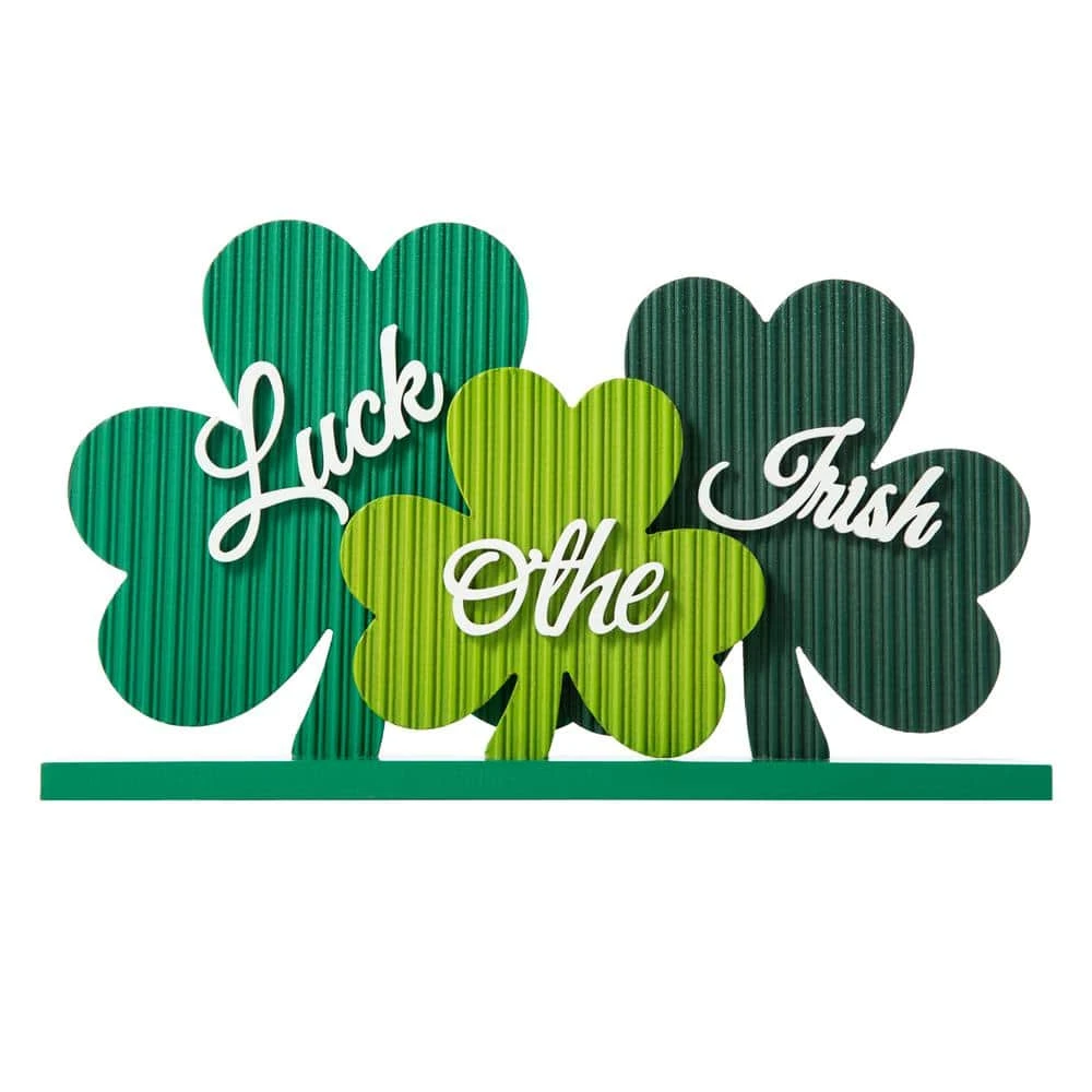 9.5 In. H St.Patrick's Wooden Shamrocks Table Decor 4 9.5 In. H St.Patrick's Wooden Shamrocks Table Decor - Image 4
