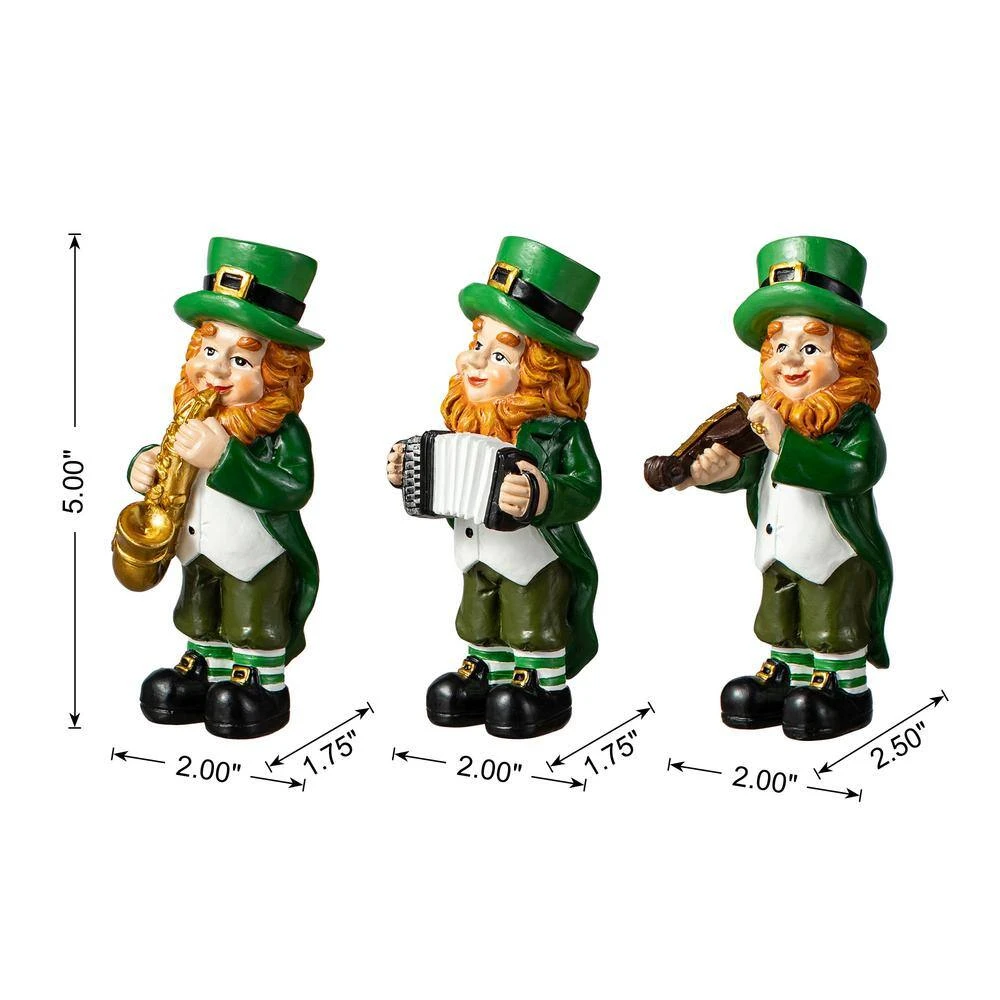 5 In. H St. Patrick's Leprechaun Musicians Resin Table Decor (Set Of 3) 5 5 In. H St. Patrick's Leprechaun Musicians Resin Table Decor (Set Of 3) - Image 5