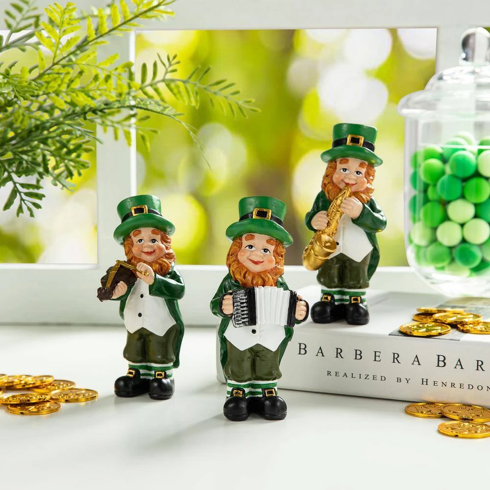 5 In. H St. Patrick's Leprechaun Musicians Resin Table Decor (Set Of 3) 2 5 In. H St. Patrick's Leprechaun Musicians Resin Table Decor (Set Of 3) - Image 2