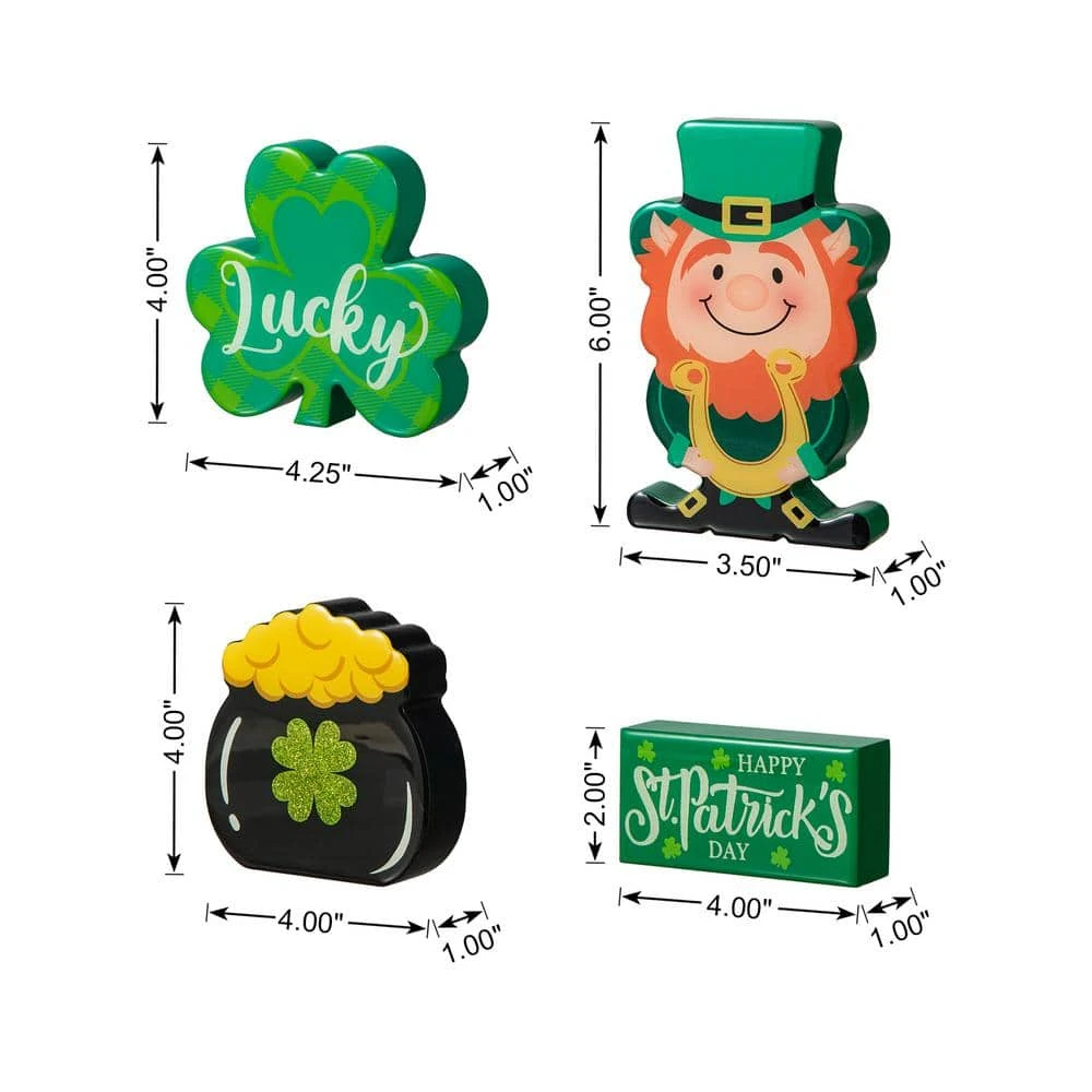 6 In. H St Patrick's Epoxy Wooden Shamrock & Pot Of Gold & Leprechaun Table Decor(Set Of 4) 7 6 In. H St Patrick's Epoxy Wooden Shamrock & Pot Of Gold & Leprechaun Table Decor(Set Of 4) - Image 7