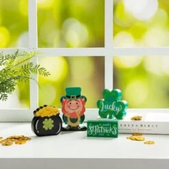6 In. H St Patrick's Epoxy Wooden Shamrock & Pot Of Gold & Leprechaun Table Decor(Set Of 4) 21 6 In. H St Patrick's Epoxy Wooden Shamrock & Pot Of Gold & Leprechaun Table Decor(Set Of 4) -The Home Depot Shop glitzhome seasonal decorations 2032800013 31 1000