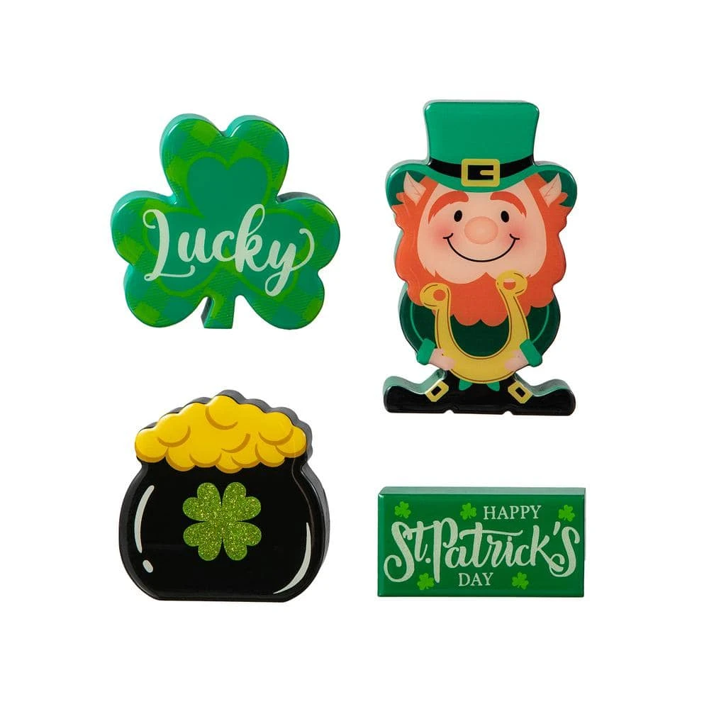 6 In. H St Patrick's Epoxy Wooden Shamrock & Pot Of Gold & Leprechaun Table Decor(Set Of 4) 6 6 In. H St Patrick's Epoxy Wooden Shamrock & Pot Of Gold & Leprechaun Table Decor(Set Of 4) - Image 6