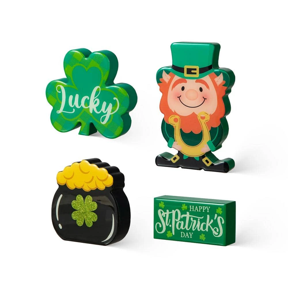 6 In. H St Patrick's Epoxy Wooden Shamrock & Pot Of Gold & Leprechaun Table Decor(Set Of 4) 1 6 In. H St Patrick's Epoxy Wooden Shamrock & Pot Of Gold & Leprechaun Table Decor(Set Of 4)