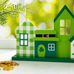 8.50 In. H St. Patrick's Wooden LUCKY House Table Decor -The Home Depot Shop glitzhome seasonal decorations 2032800014 1f 1000
