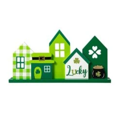 8.50 In. H St. Patrick's Wooden LUCKY House Table Decor -The Home Depot Shop glitzhome seasonal decorations 2032800014 c3 1000