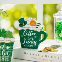 5.25 In. H St. Patrick's Wooden Coffee Cup Table Decor (Set Of 2) -The Home Depot Shop glitzhome seasonal decorations 2032800015 1f 1000