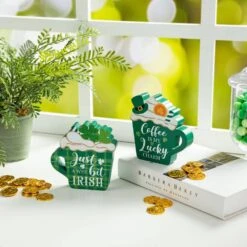 5.25 In. H St. Patrick's Wooden Coffee Cup Table Decor (Set Of 2) -The Home Depot Shop glitzhome seasonal decorations 2032800015 31 1000