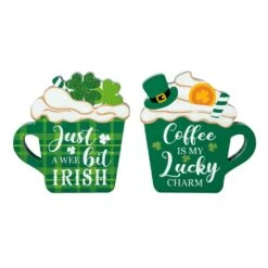 5.25 In. H St. Patrick's Wooden Coffee Cup Table Decor (Set Of 2) -The Home Depot Shop glitzhome seasonal decorations 2032800015 c3 1000
