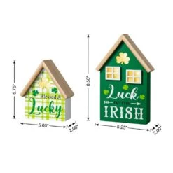 8.5 In. H St. Patrick's Lighted Wooden House-shaped Table Decor (Set Of 2 ) -The Home Depot Shop glitzhome seasonal decorations 2032800016 4f 1000