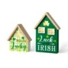 8.5 In. H St. Patrick's Lighted Wooden House-shaped Table Decor (Set Of 2 )