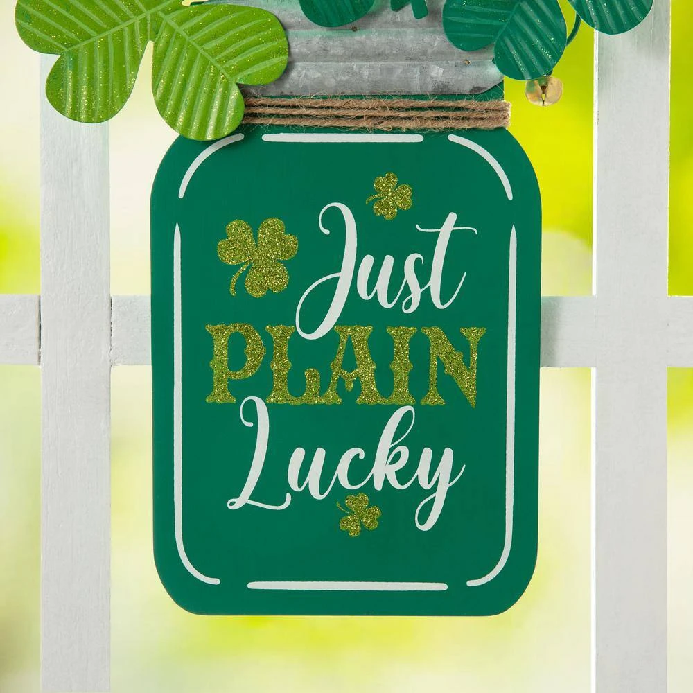 16 In. H St. Patrick's Wooden/Metal Mason Jar With Shamrock Door Hanger 8 16 In. H St. Patrick's Wooden/Metal Mason Jar With Shamrock Door Hanger - Image 8