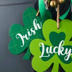 18.50 In. H St. Patrick's Wooden Shamrock Door Hanger -The Home Depot Shop glitzhome seasonal decorations 2032900007 44 1000