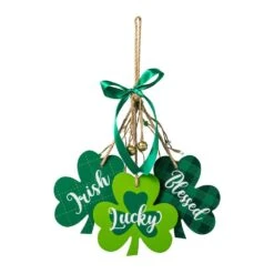 18.50 In. H St. Patrick's Wooden Shamrock Door Hanger -The Home Depot Shop glitzhome seasonal decorations 2032900007 c3 1000