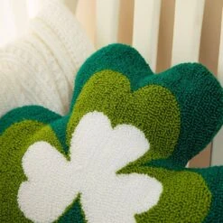 14 In. H St. Patrick's Hooked Shamrock-shaped Pillow 16 14 In. H St. Patrick's Hooked Shamrock-shaped Pillow -The Home Depot Shop glitzhome seasonal decorations 2033100001 44 1000