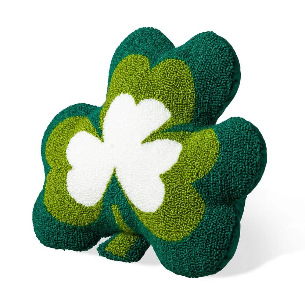 14 In. H St. Patrick's Hooked Shamrock-shaped Pillow 1 14 In. H St. Patrick's Hooked Shamrock-shaped Pillow
