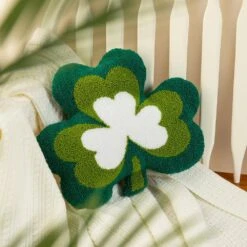 14 In. H St. Patrick's Hooked Shamrock-shaped Pillow 12 14 In. H St. Patrick's Hooked Shamrock-shaped Pillow -The Home Depot Shop glitzhome seasonal decorations 2033100001 77 1000