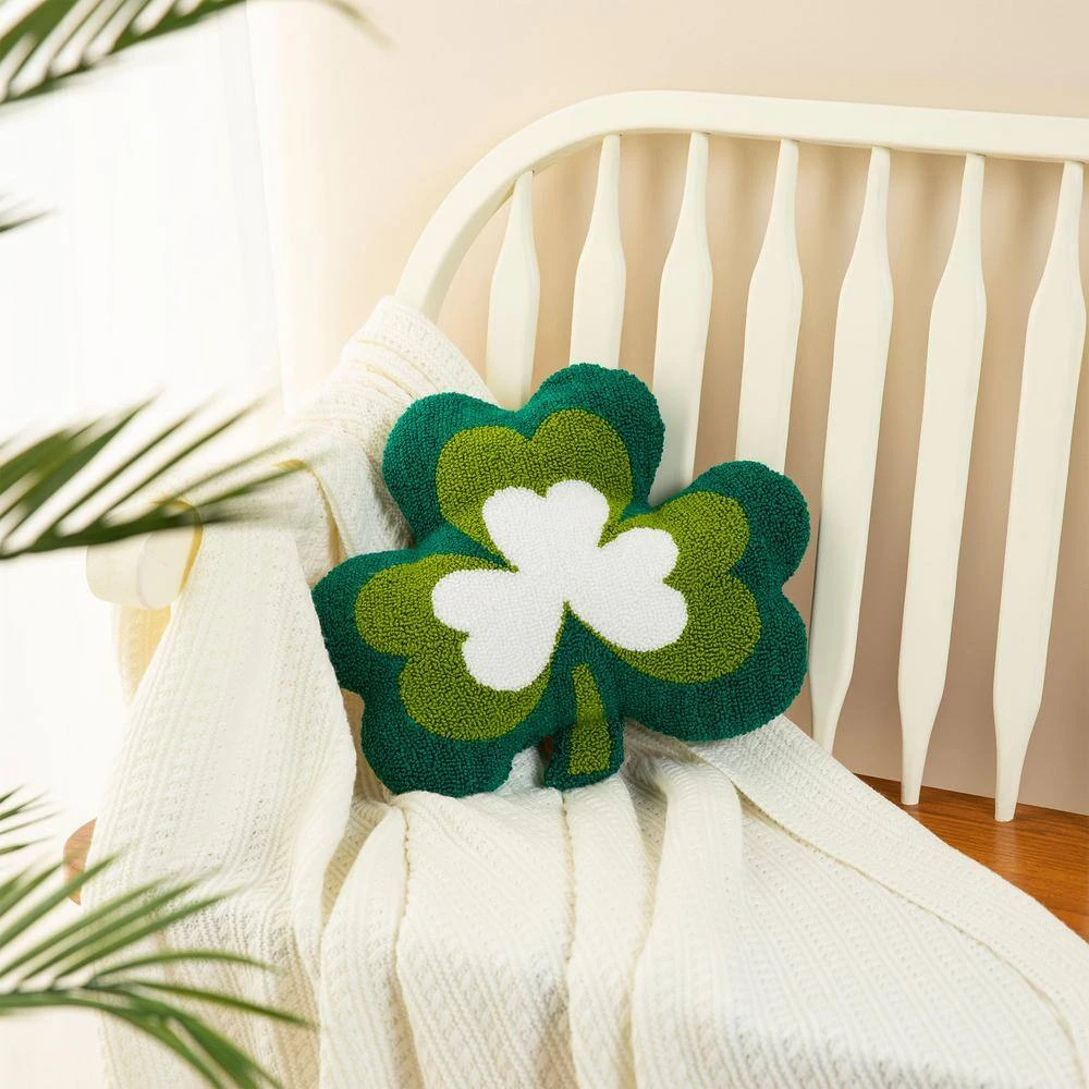 14 In. H St. Patrick's Hooked Shamrock-shaped Pillow 2 14 In. H St. Patrick's Hooked Shamrock-shaped Pillow - Image 2