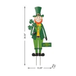 36 In. H St. Patrick's Metal Leprechaun Yard Stake Or Standing Decor Or Wall Decor -The Home Depot Shop glitzhome seasonal decorations 2033200002 c3 1000