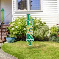 42 In. H St. Patrick's Metal LUCKY Yard Stake -The Home Depot Shop glitzhome seasonal decorations 2033200004 4f 1000