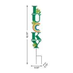 42 In. H St. Patrick's Metal LUCKY Yard Stake -The Home Depot Shop glitzhome seasonal decorations 2033200004 c3 1000