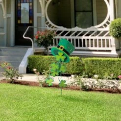 42 In. St. Patrick's Metal Leprechaun Hat Shamrocks Yard Stake(KD, 2 Function) -The Home Depot Shop glitzhome seasonal decorations 2033200005 1f 1000