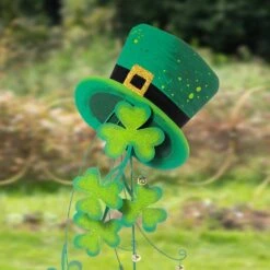 42 In. St. Patrick's Metal Leprechaun Hat Shamrocks Yard Stake(KD, 2 Function) -The Home Depot Shop glitzhome seasonal decorations 2033200005 4f 1000