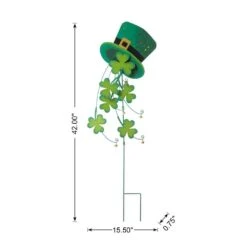 42 In. St. Patrick's Metal Leprechaun Hat Shamrocks Yard Stake(KD, 2 Function) -The Home Depot Shop glitzhome seasonal decorations 2033200005 c3 1000