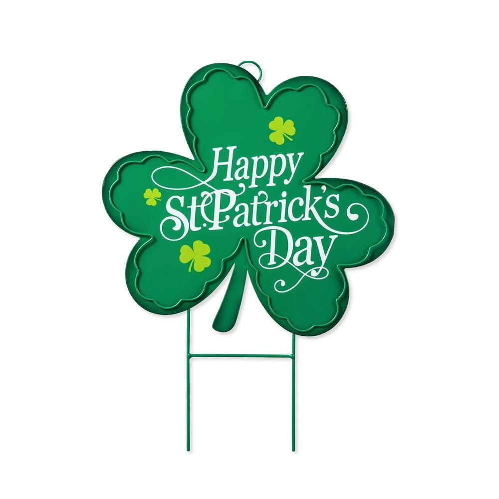 24 In. H St. Patrick's Metal Shamrock Yard Stake Or Wall Decor 1 24 In. H St. Patrick's Metal Shamrock Yard Stake Or Wall Decor