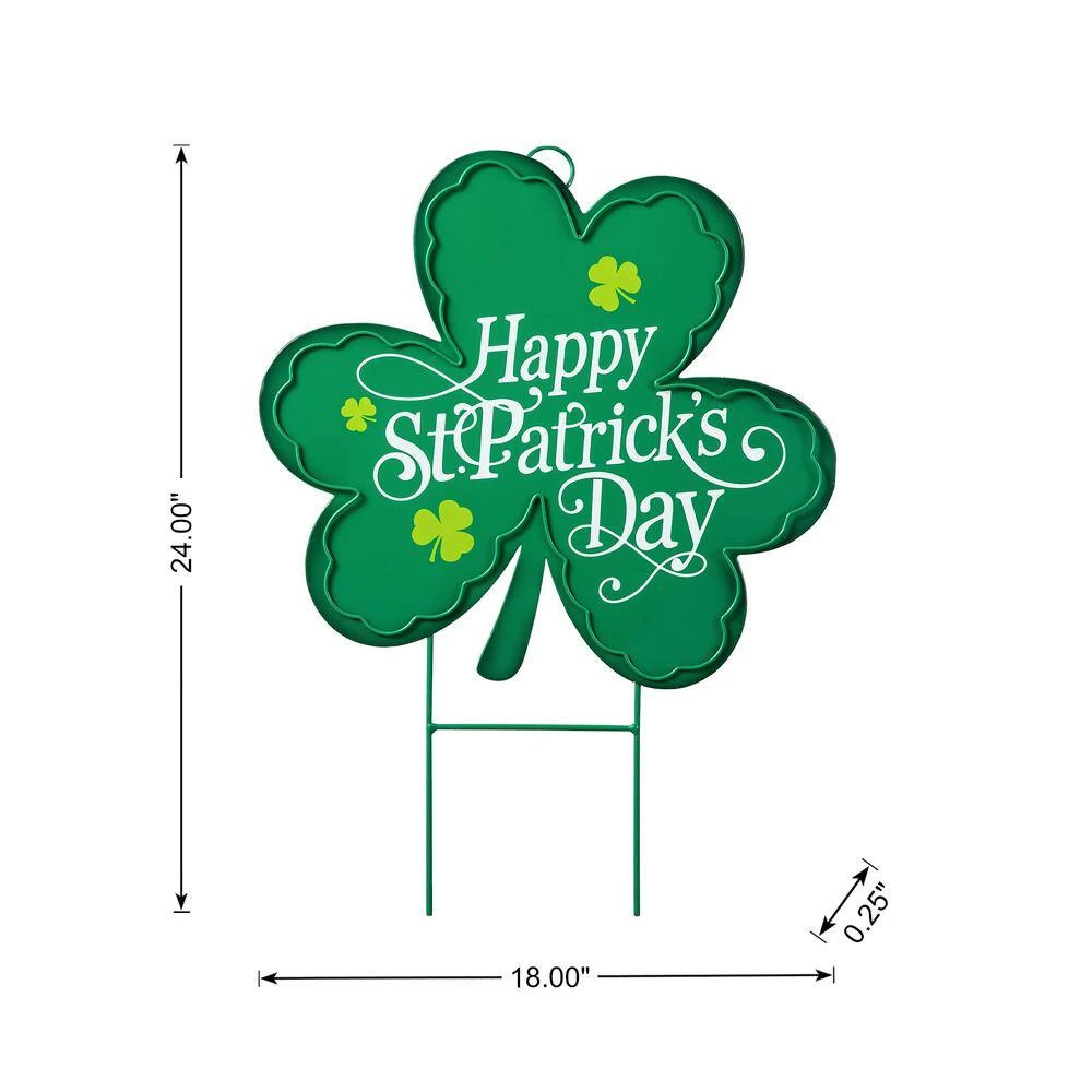 24 In. H St. Patrick's Metal Shamrock Yard Stake Or Wall Decor 4 24 In. H St. Patrick's Metal Shamrock Yard Stake Or Wall Decor - Image 4