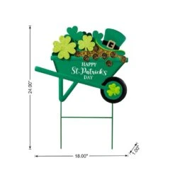 24 In. H St. Patrick's Metal Shamrocks Wagon Yard Stake Or Wall Decor -The Home Depot Shop glitzhome seasonal decorations 2033200008 c3 1000