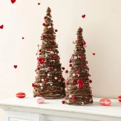 Valentine's 16 In. H Rattan Heart And Berries Table Tree (Set Of 2 ) -The Home Depot Shop glitzhome seasonal decorations 2036800001 4f 1000