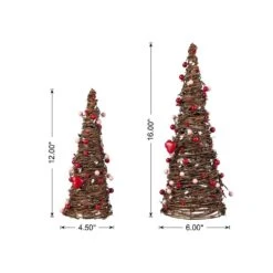 Valentine's 16 In. H Rattan Heart And Berries Table Tree (Set Of 2 ) -The Home Depot Shop glitzhome seasonal decorations 2036800001 c3 1000