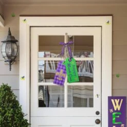 25.5 In.H Happy Mardi Gras Day Wooden Bookmark Door Hanger -The Home Depot Shop glitzhome seasonal decorations 2037100007 31 1000
