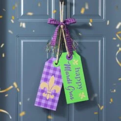 25.5 In.H Happy Mardi Gras Day Wooden Bookmark Door Hanger -The Home Depot Shop glitzhome seasonal decorations 2037100007 4f 1000