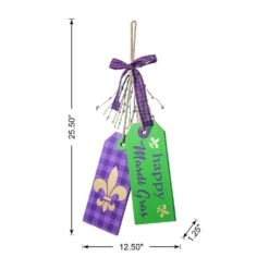 25.5 In.H Happy Mardi Gras Day Wooden Bookmark Door Hanger -The Home Depot Shop glitzhome seasonal decorations 2037100007 c3 1000