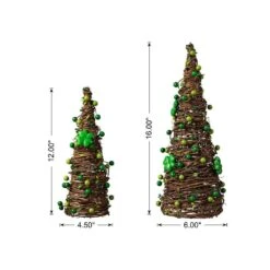 16 In. H St. Patrick's Rattan Shamrock And Berries Table Tree (Set Of 2) -The Home Depot Shop glitzhome seasonal decorations 2041000001 4f 1000