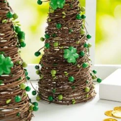 16 In. H St. Patrick's Rattan Shamrock And Berries Table Tree (Set Of 2) -The Home Depot Shop glitzhome seasonal decorations 2041000001 fa 1000