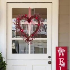 17 In. H Valentine's Berry Heart Wreath -The Home Depot Shop glitzhome seasonal decorations gh2019400001 31 1000