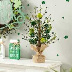18 In. H St Patrick's Shamrock And Berry Table Tree 9 18 In. H St Patrick's Shamrock And Berry Table Tree -The Home Depot Shop glitzhome seasonal decorations gh2032800005 4f 1000