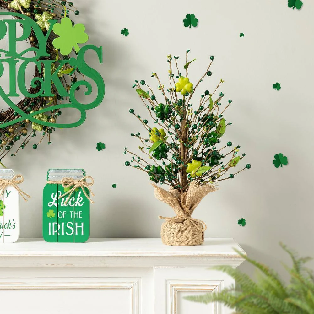 18 In. H St Patrick's Shamrock And Berry Table Tree 2 18 In. H St Patrick's Shamrock And Berry Table Tree - Image 2