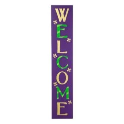 42 In. H Mardi Gras Welcome Wooden Porch Sign