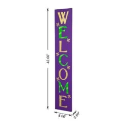 42 In. H Mardi Gras Welcome Wooden Porch Sign -The Home Depot Shop glitzhome seasonal decorations gj2037100003 c3 1000