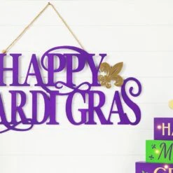 11 .5 In. H Metal "HAPPY MARDI GRAS" Wall Decor -The Home Depot Shop glitzhome seasonal decorations gj2037100005 4f 1000