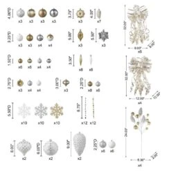178 CT Christmas Elegant Silver And Gold Shatterproof Ornaments With Matched Pinecone Picks And Ribbon Bow Sets 15 178 CT Christmas Elegant Silver And Gold Shatterproof Ornaments With Matched Pinecone Picks And Ribbon Bow Sets -The Home Depot Shop glitzhome single christmas ornaments 2010200065 44 1000