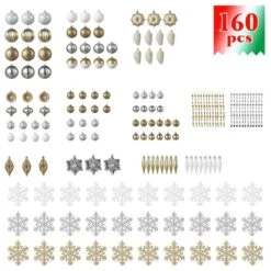 178 CT Christmas Elegant Silver And Gold Shatterproof Ornaments With Matched Pinecone Picks And Ribbon Bow Sets 13 178 CT Christmas Elegant Silver And Gold Shatterproof Ornaments With Matched Pinecone Picks And Ribbon Bow Sets -The Home Depot Shop glitzhome single christmas ornaments 2010200065 4f 1000