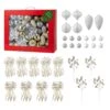 178 CT Christmas Elegant Silver And Gold Shatterproof Ornaments With Matched Pinecone Picks And Ribbon Bow Sets