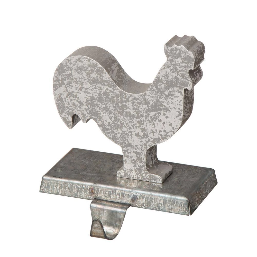 6.1 In. L Galvanized Metal Cock Stocking Holder 3 6.1 In. L Galvanized Metal Cock Stocking Holder - Image 3