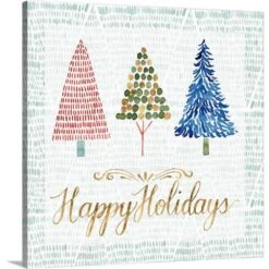 30 In. X 30 In. Christmas Tree Whimsy I By Grace Popp Canvas Wall Art